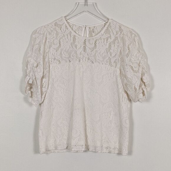 Anthropologie Cream Lace Shirt Women's XS - Picture 6 of 10